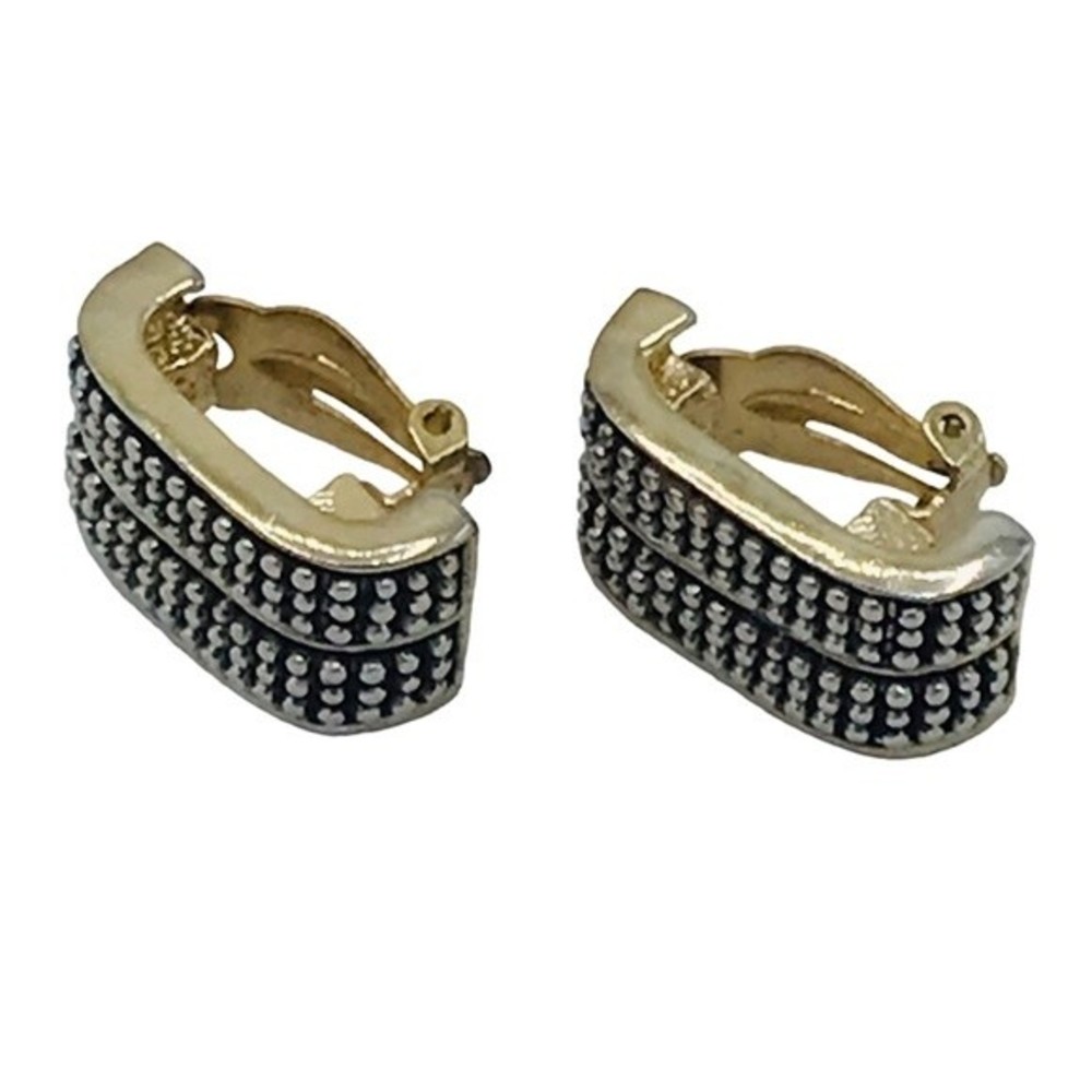 Vintage Gold and Silver Tone Chunky Clip On Earrings (1980s?)